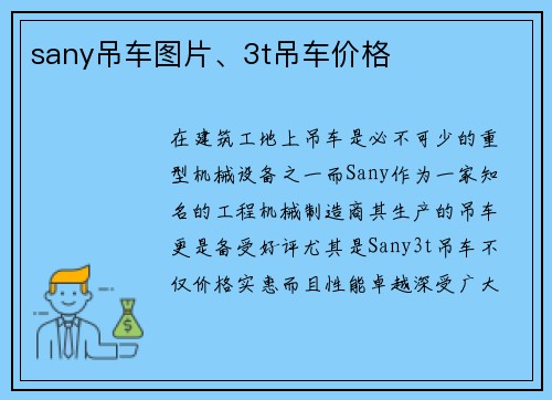 sany吊车图片、3t吊车价格
